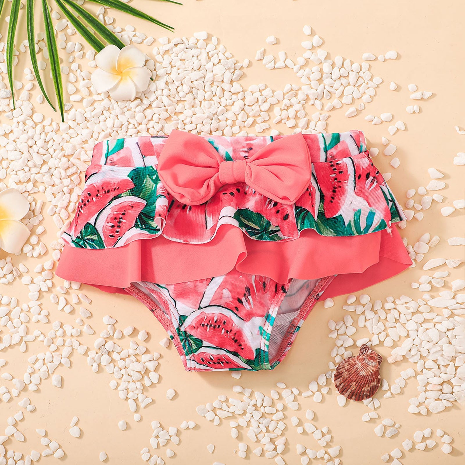 Toddler Baby Girls Swimwear Summer Strap Watermelon Melon Print Two-Piece Swimsuit Set