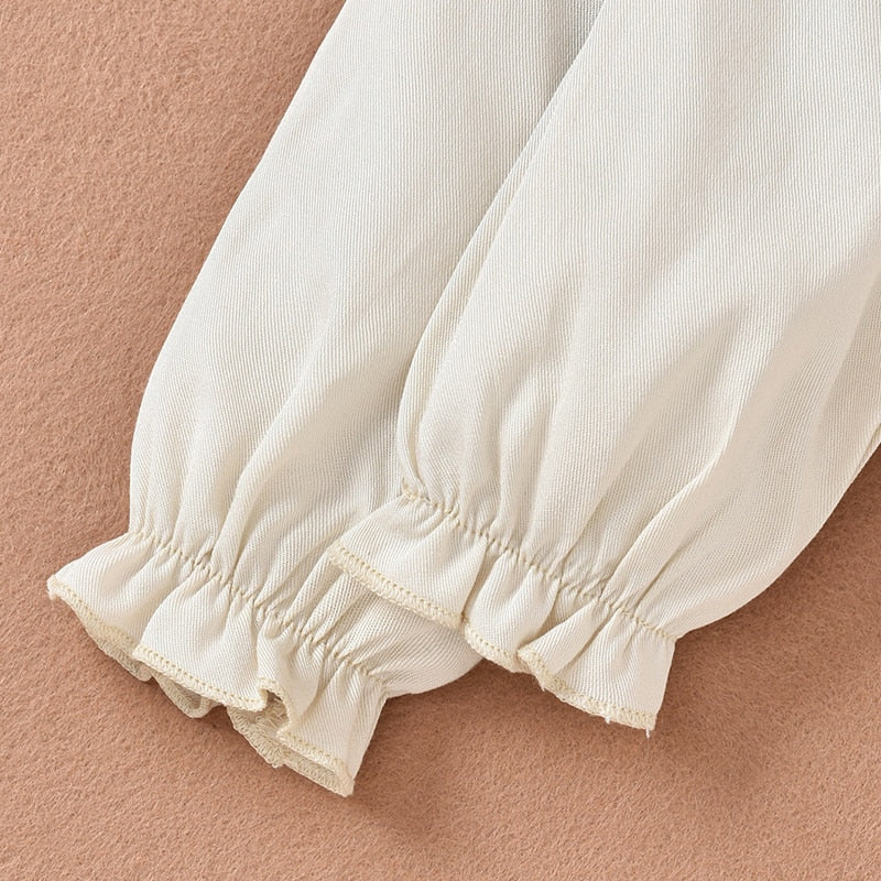 Autumn Baby Girl Romper Dress - Long Sleeve Patchwork Lace Floral Embroidery Princess Dress