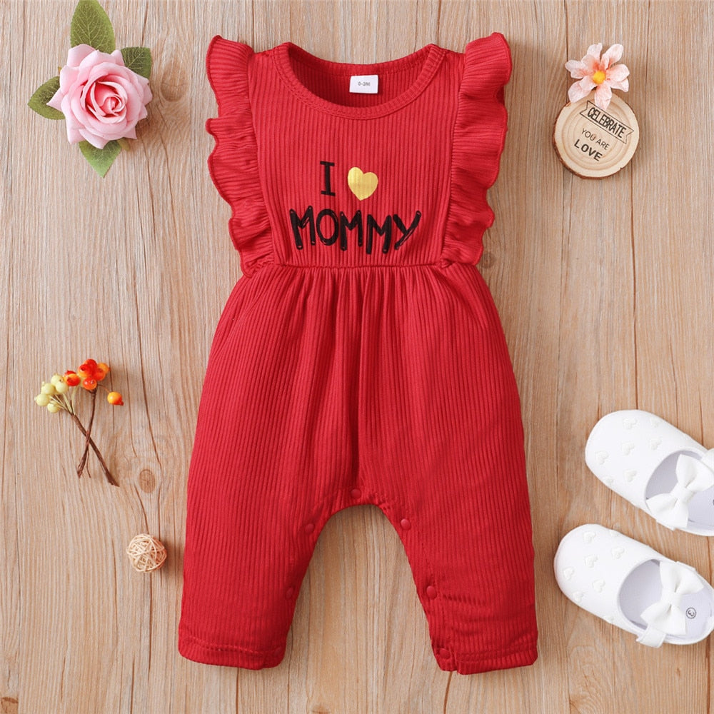 I Love Mommy" Baby Girls Rompers: Cute and Comfortable Summer Wear