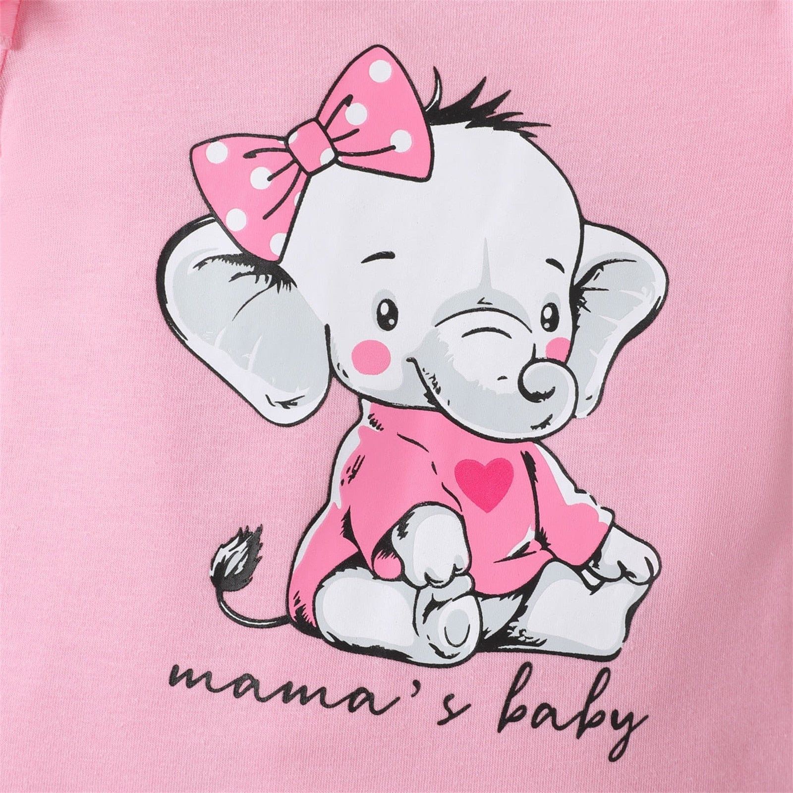 Adorable Elephant Print Newborn Baby Girl's Summer Clothes Set