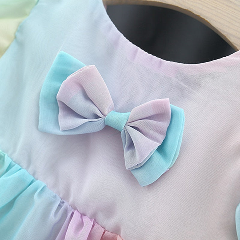 Colorful Bow Mesh Dresses for Baby Girls' Birthday Party