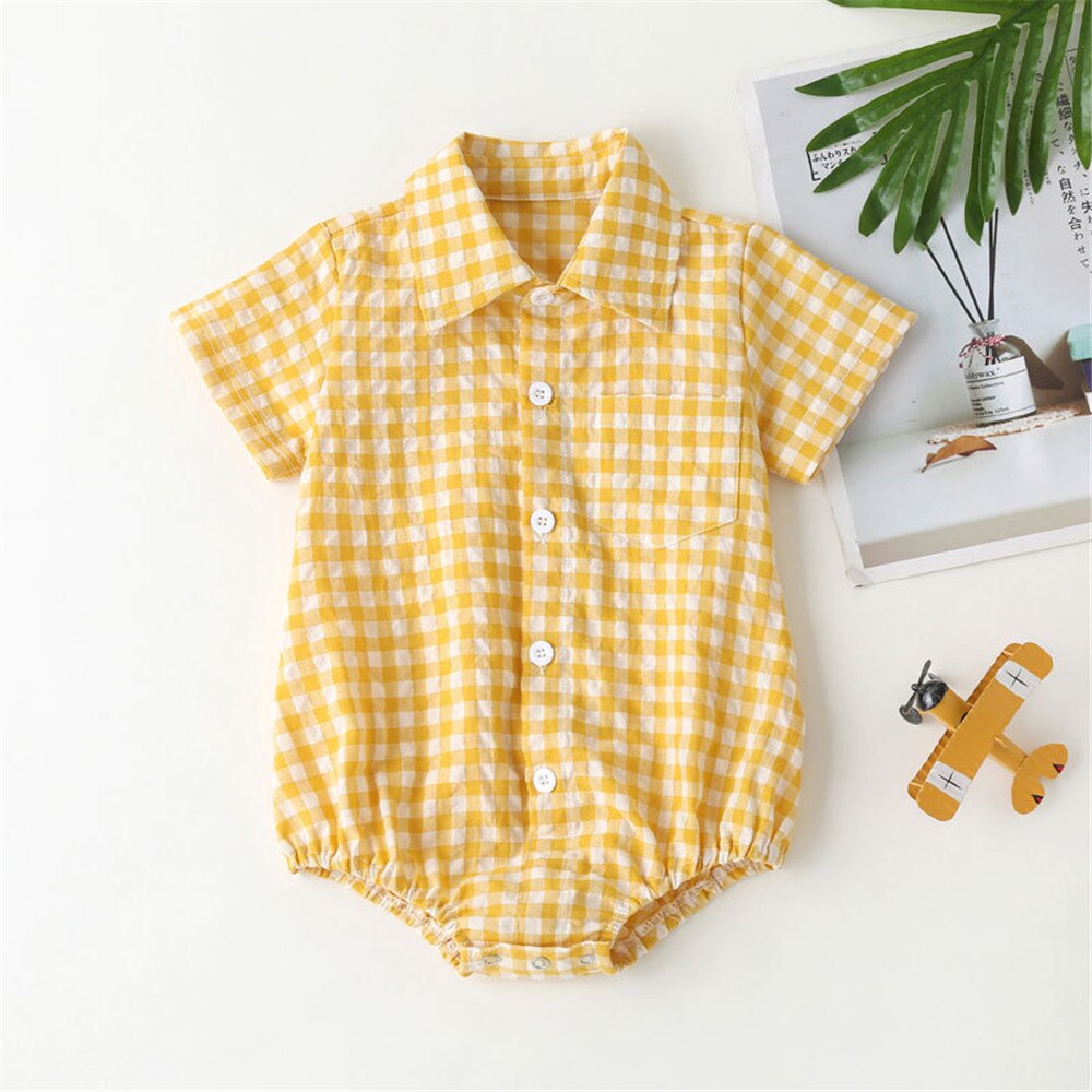 Summer Plaid Baby Bodysuit for Boys