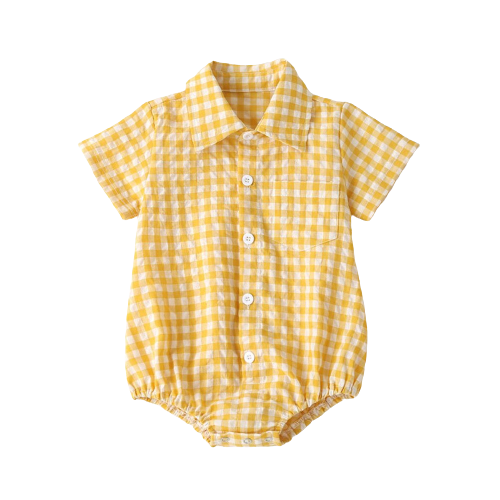 Summer Plaid Baby Bodysuit for Boys