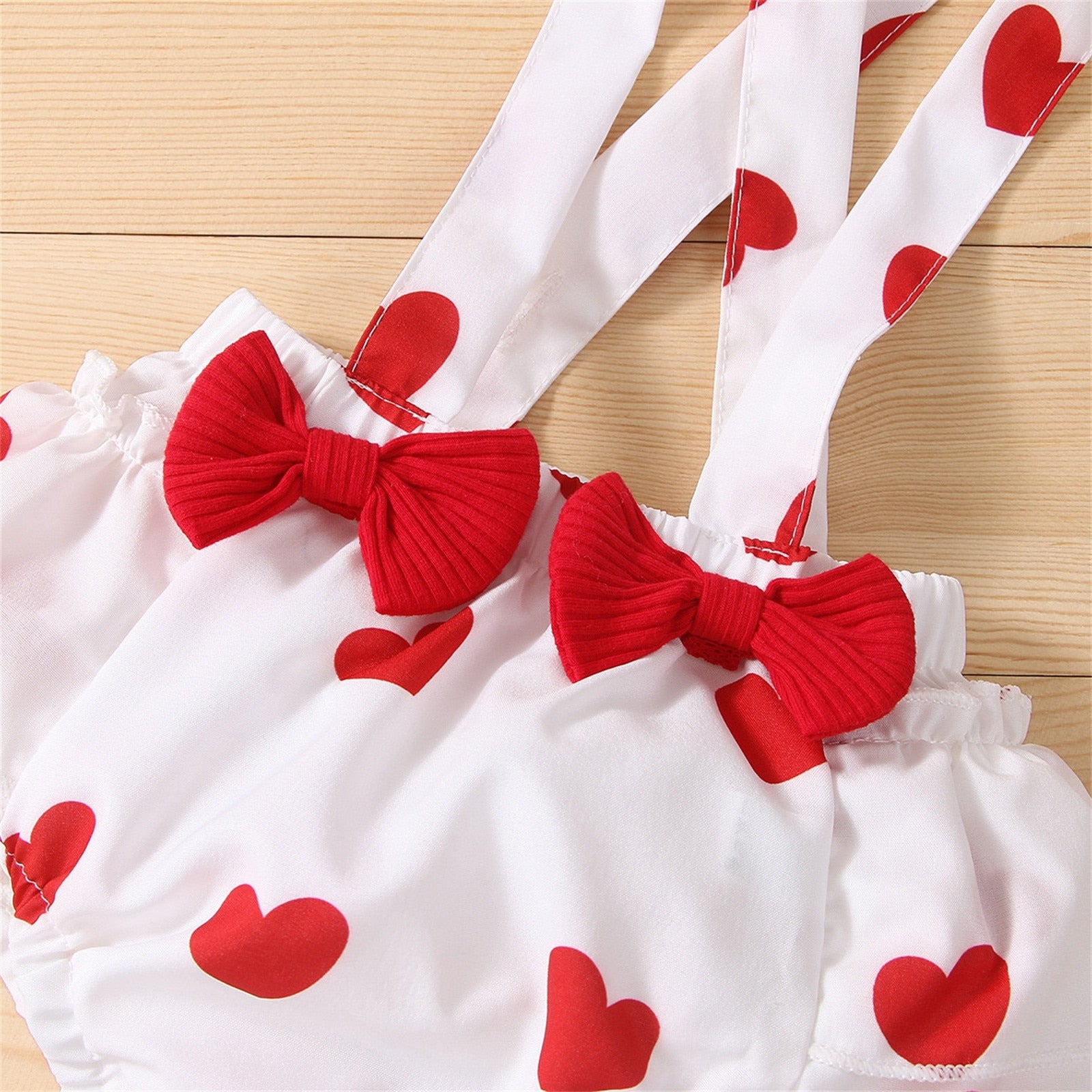 Get Ready for Valentine's Day with Adorable Heart Print Romper Sets for Baby Girls