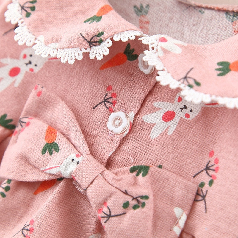 Adorable Cartoon Print Spring Dresses for Baby Girls