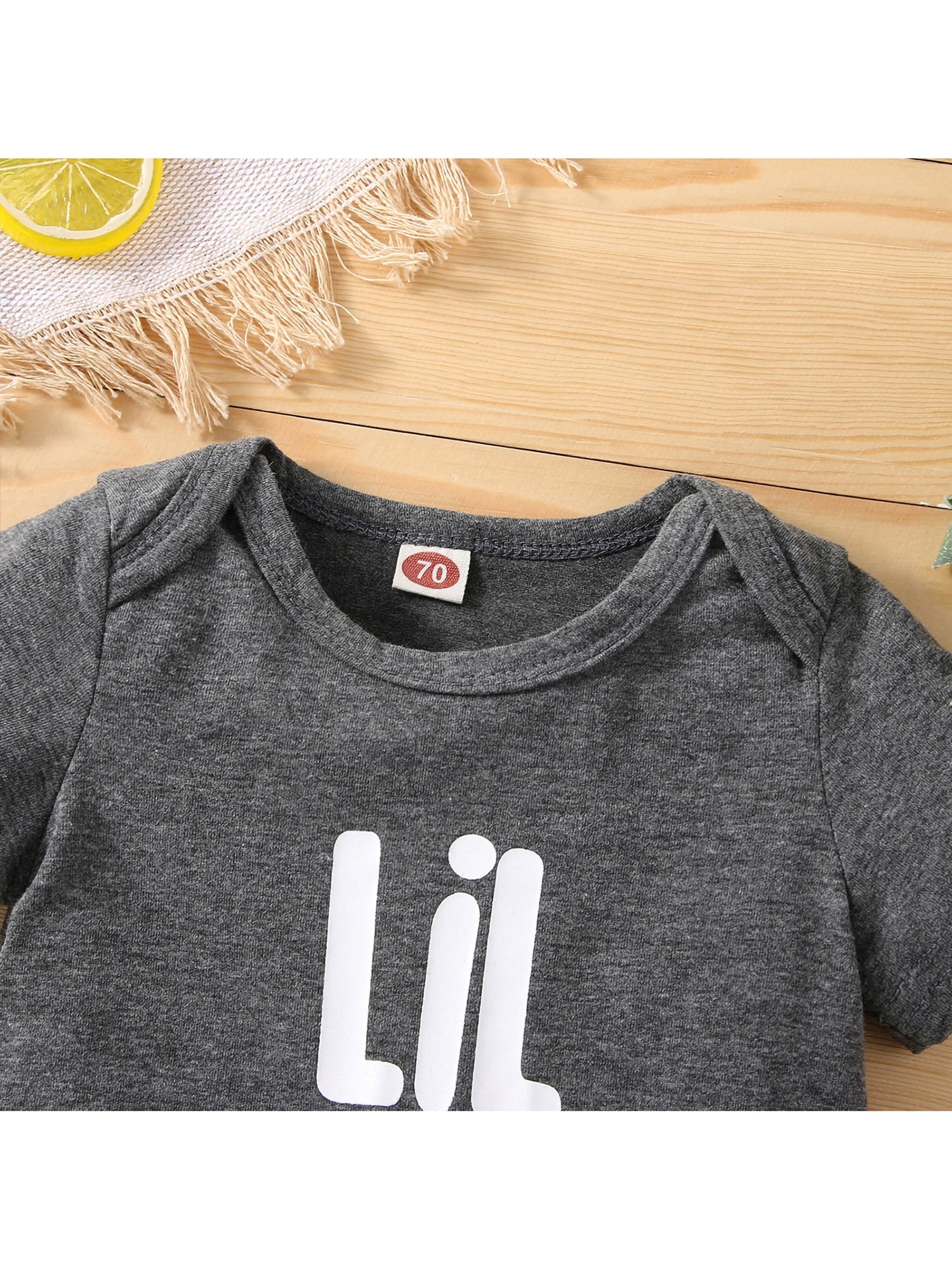 Baby Matching Romper and T-shirt Set with Letter Print