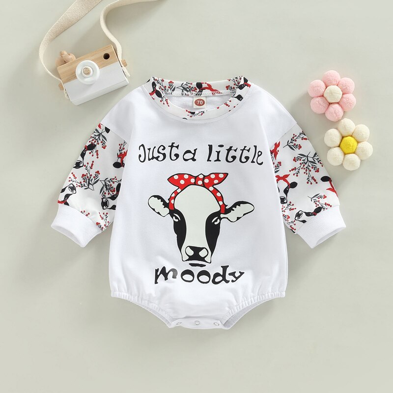 Adorable Cow Print Patchwork Rompers for Newborn Baby Boys and Girls