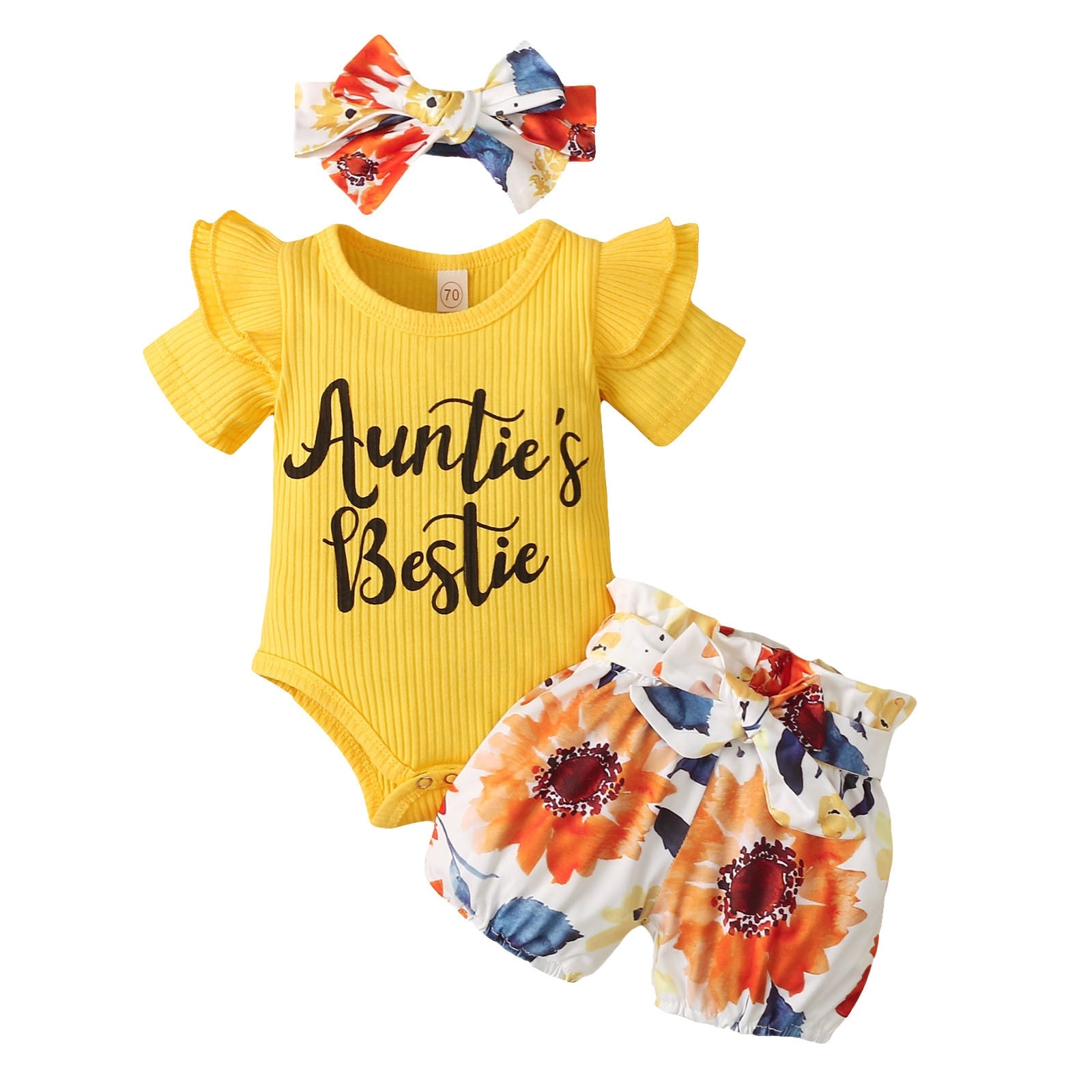 Trendy Summer Outfits for Your Little Girl: Baby Girls Clothes Sets with Ribbed Romper, Shorts, and Headband
