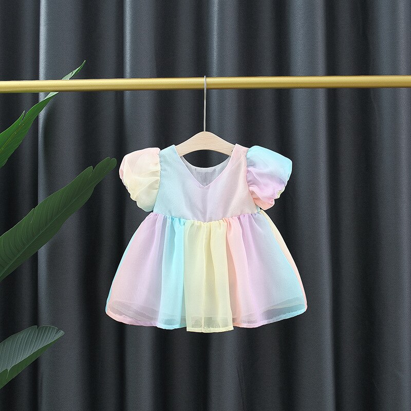 Colorful Bow Mesh Dresses for Baby Girls' Birthday Party