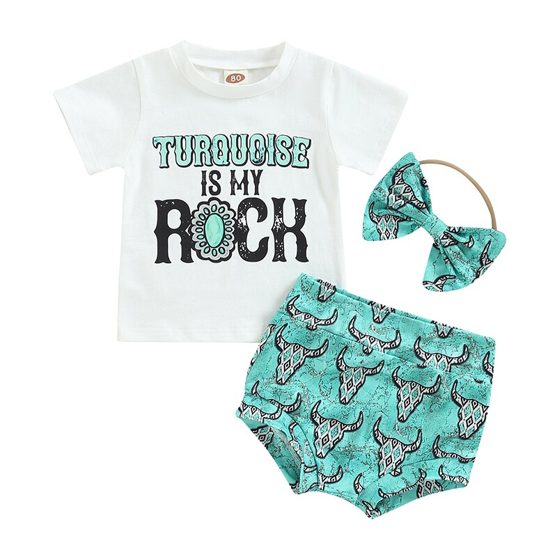 Cute Cattle Print Summer Outfit Set for Toddler Boys and Girls
