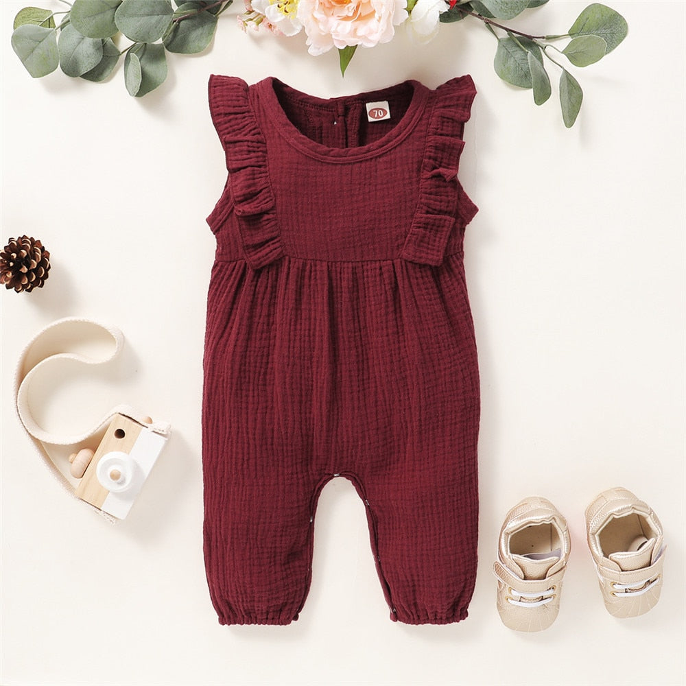 Sweet and Stylish Newborn Baby Bodysuit with Sleeveless Ruffles for Toddler Girls