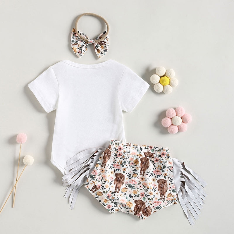 Cute Cattle-themed Summer Outfits for Baby Girls