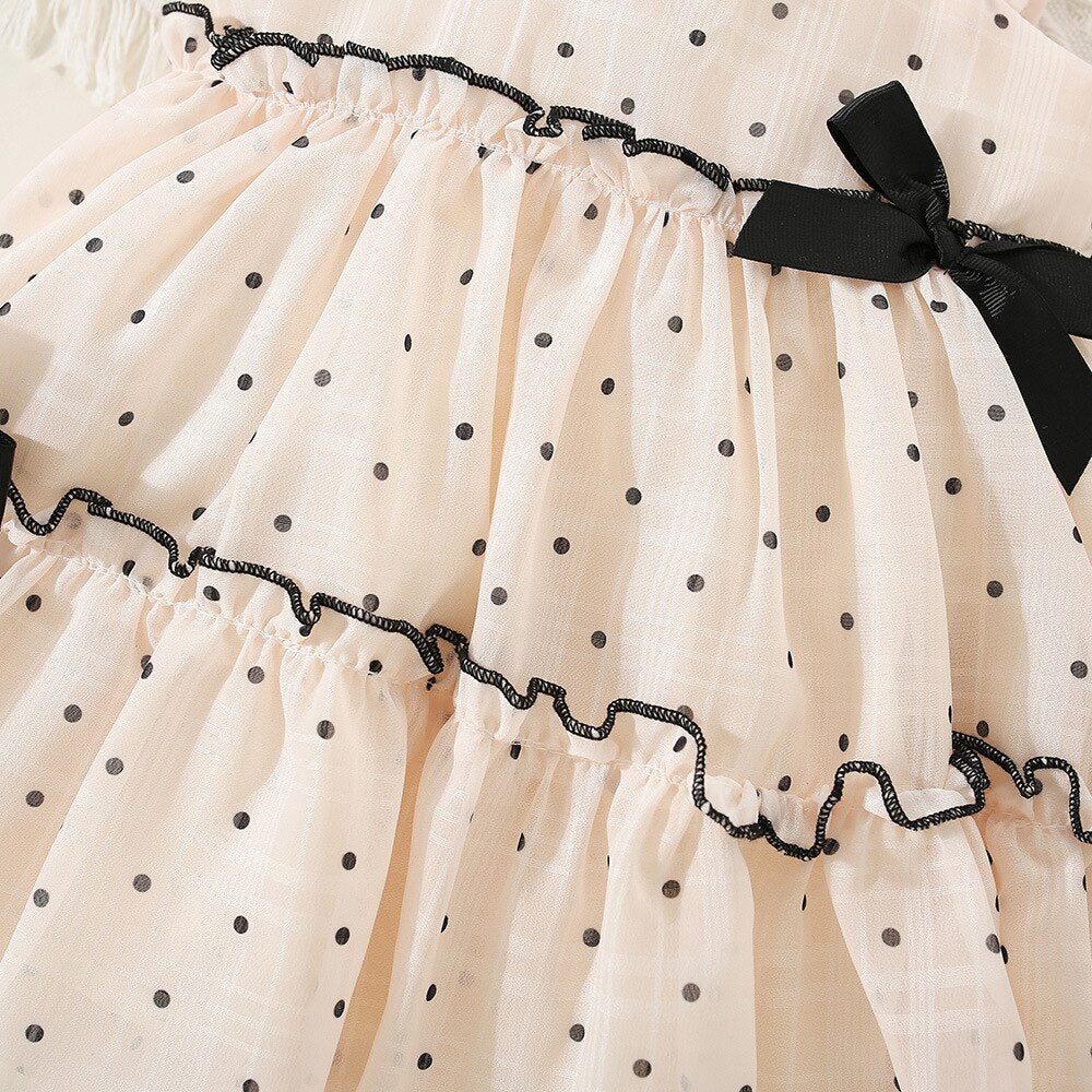 Sweet Polka Dot Sleeveless Dress for Baby Girls