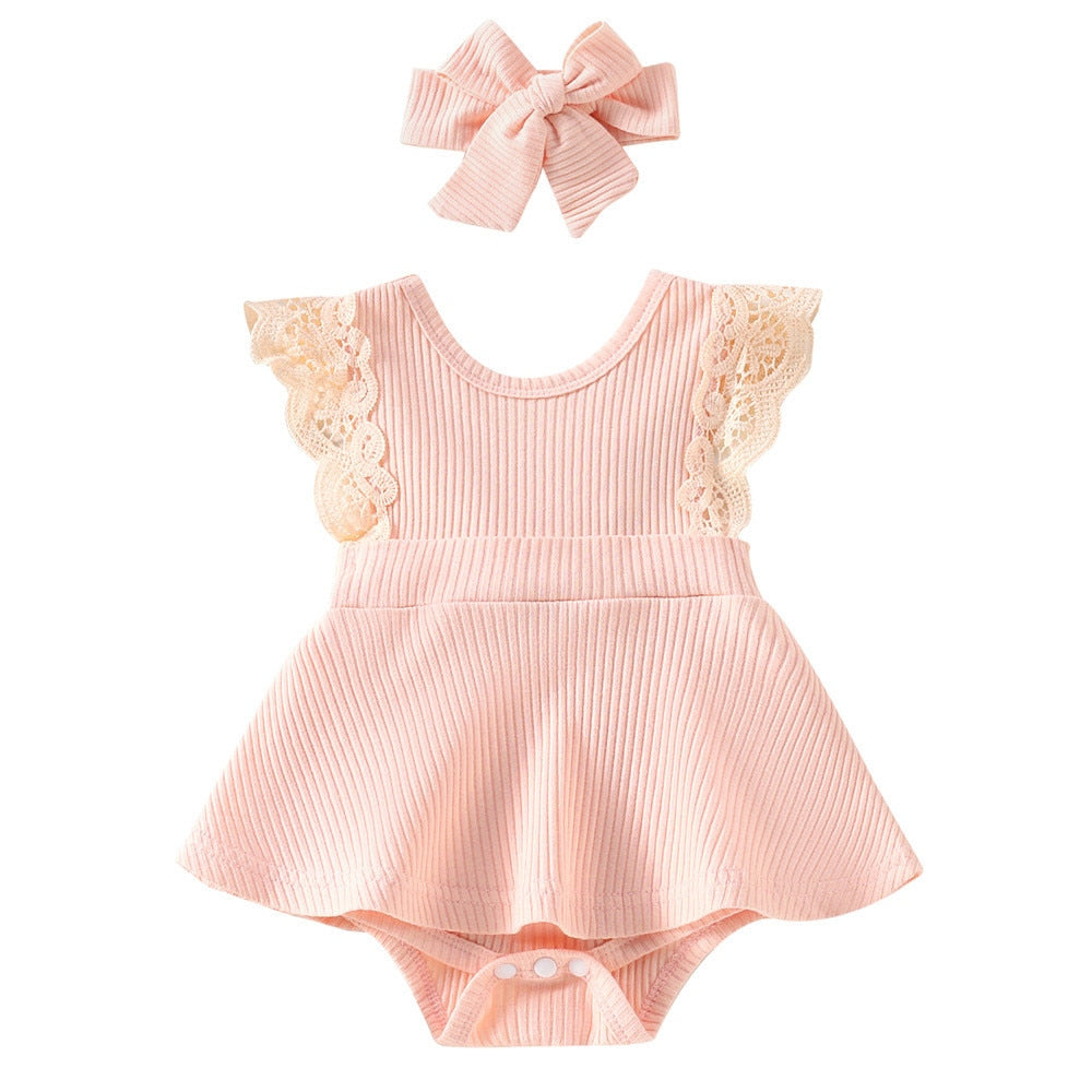 Adorable Lace Flying Sleeve Newborn Bodysuits Skirts - Perfect Summer Outfits for your Little One!