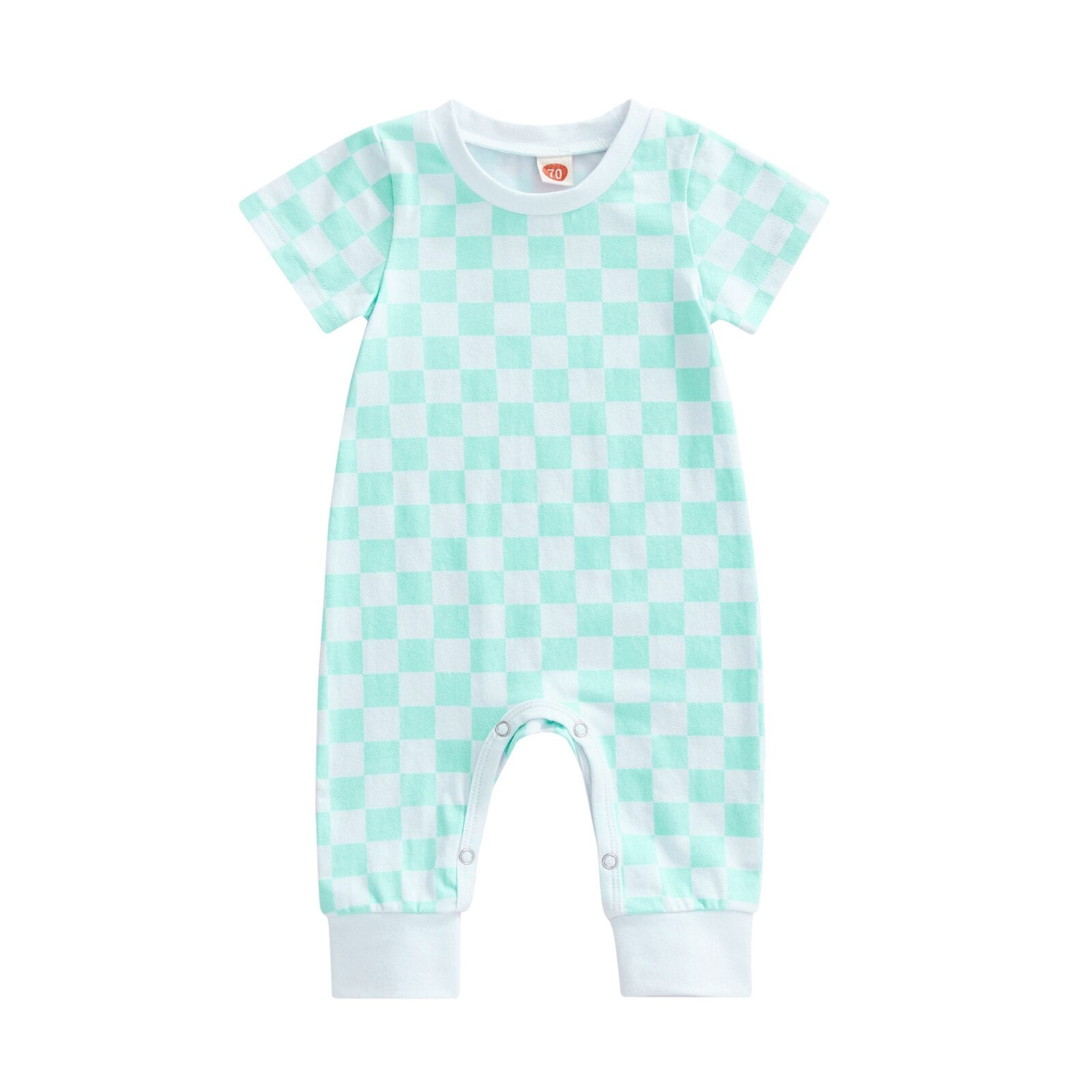 Infant Baby Checkerboard Plaid Printed Romper Jumpsuits