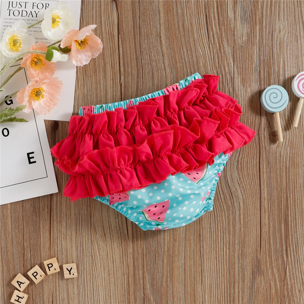 Cute Dot Watermelon Print Newborn Infant Girls Clothing Set