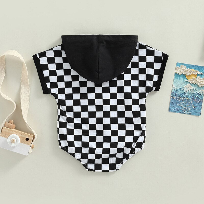 Stylish Checkerboard Print Bodysuits for Baby Boys