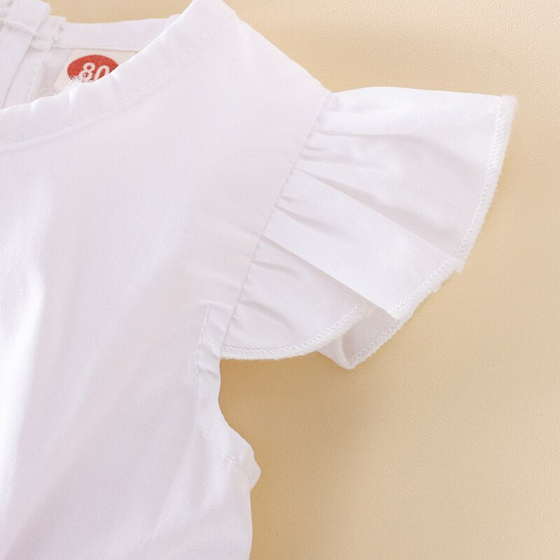 Summer Rainbow Embroidered Baby Girl Dress with Ruffles