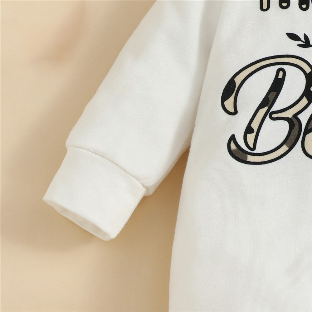 Baby Rompers with Hat and Letter Print