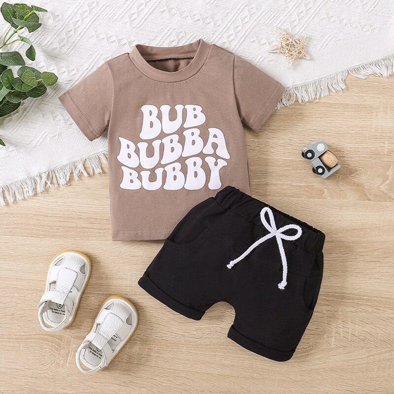 Baby Boys' 2-Piece Summer Short Set with Printed T-Shirt and Shorts