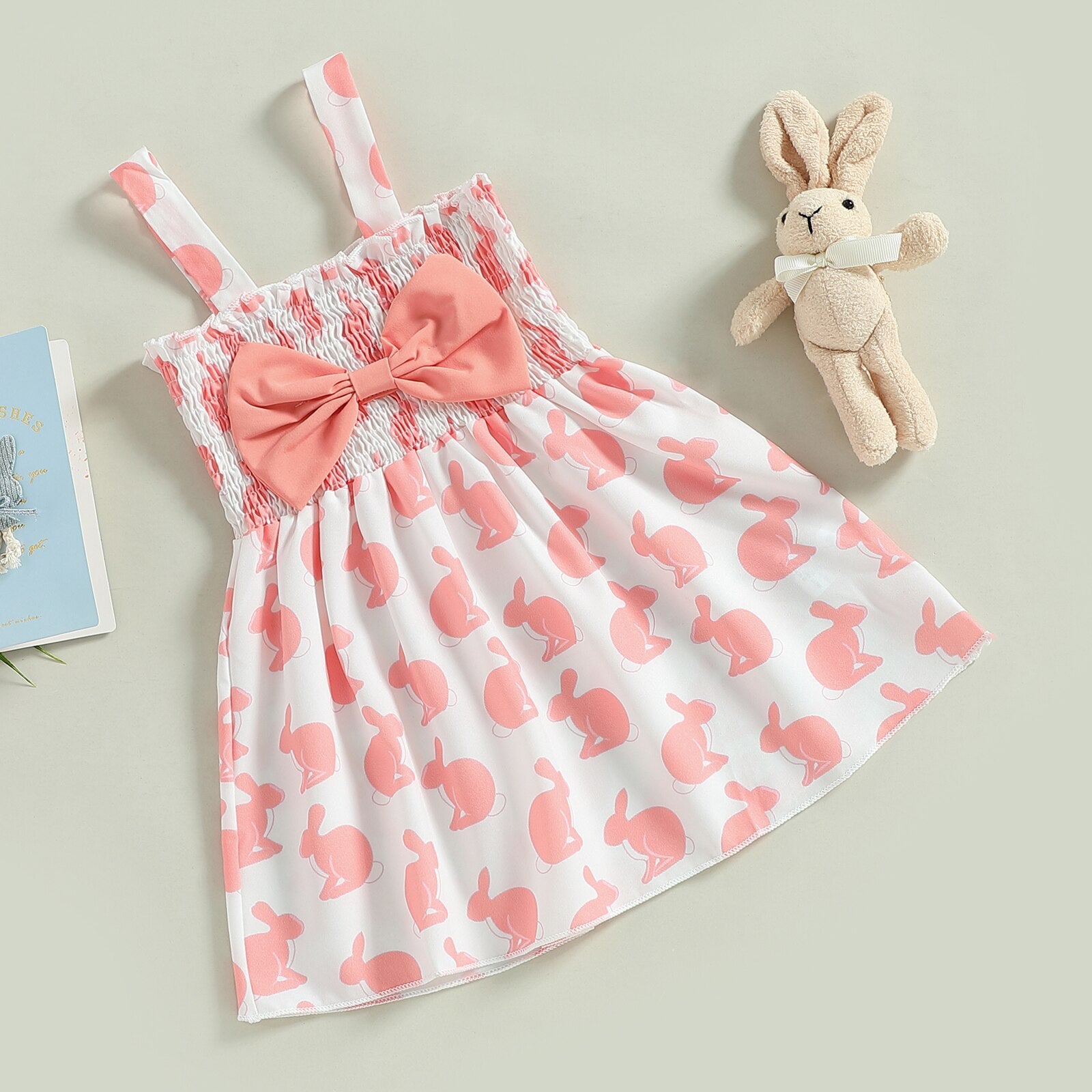 Easter Days Outfit for Baby Girls - Sweet Sleeveless Rabbit Print Princess Dress