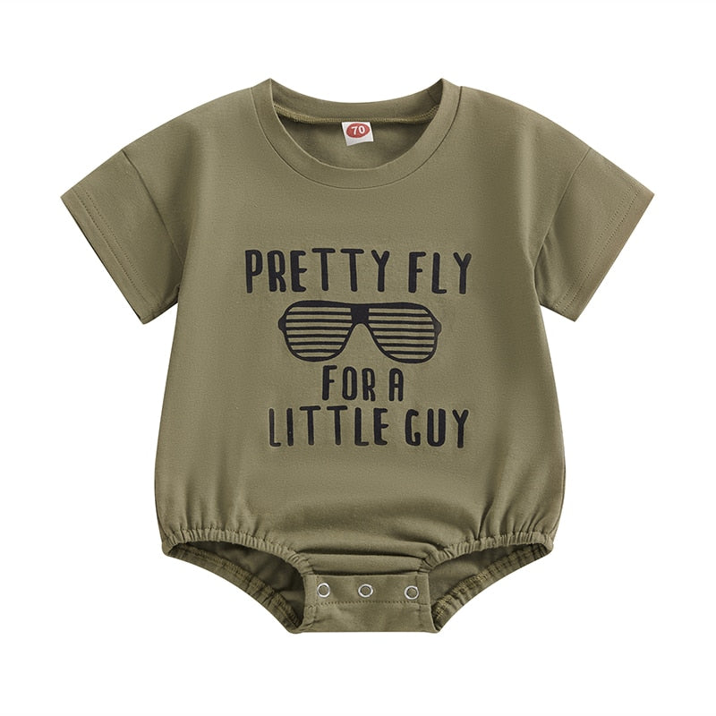 Adorable Baby Boy Short Sleeve Bodysuit with Letter Print