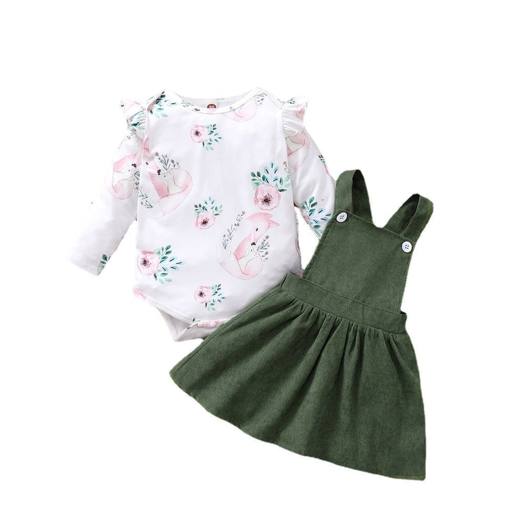 Adorable Newborn Baby Girl Clothes Set with Flowers and Fox Print