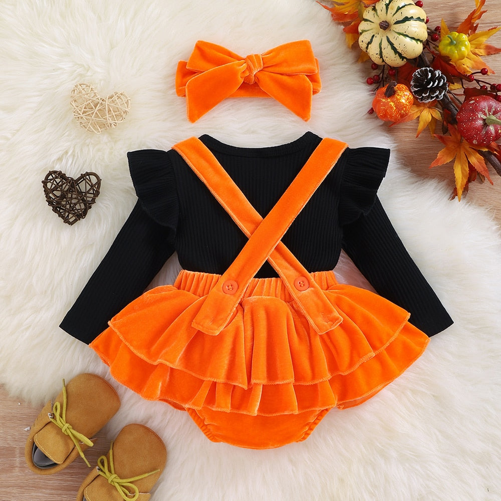 Velvet Baby Girl Romper Dress: Long-Sleeved Autumn/Spring Clothes for Newborns