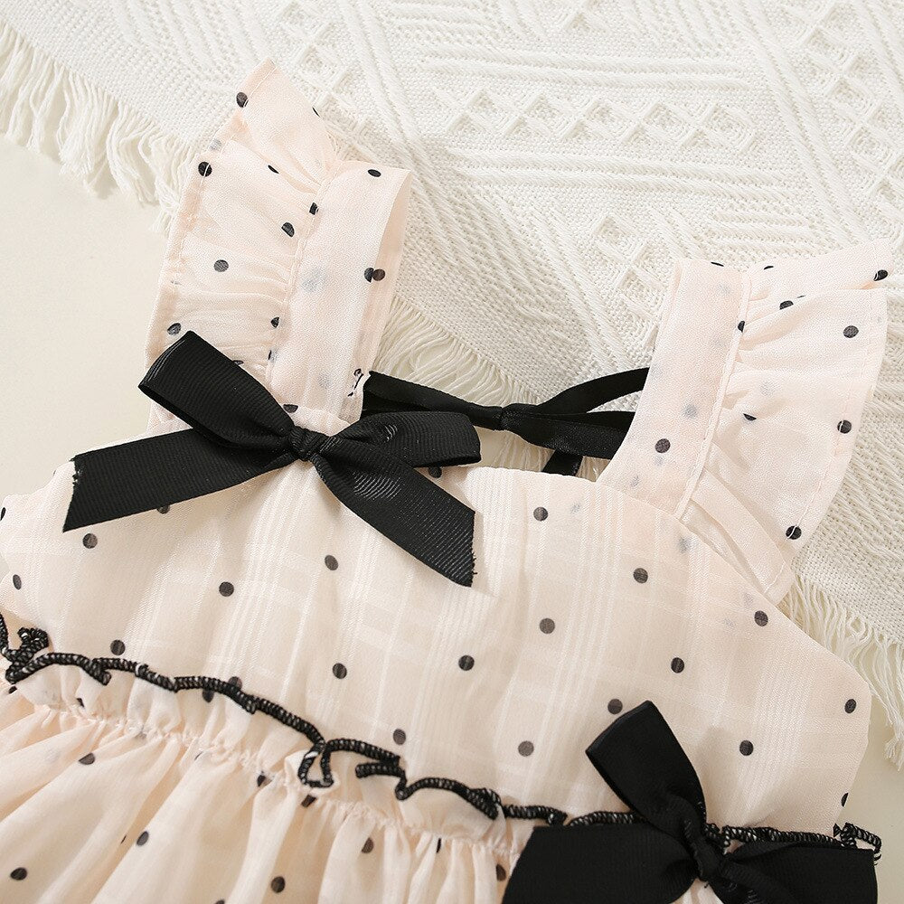 Sweet Polka Dot Sleeveless Dress for Baby Girls
