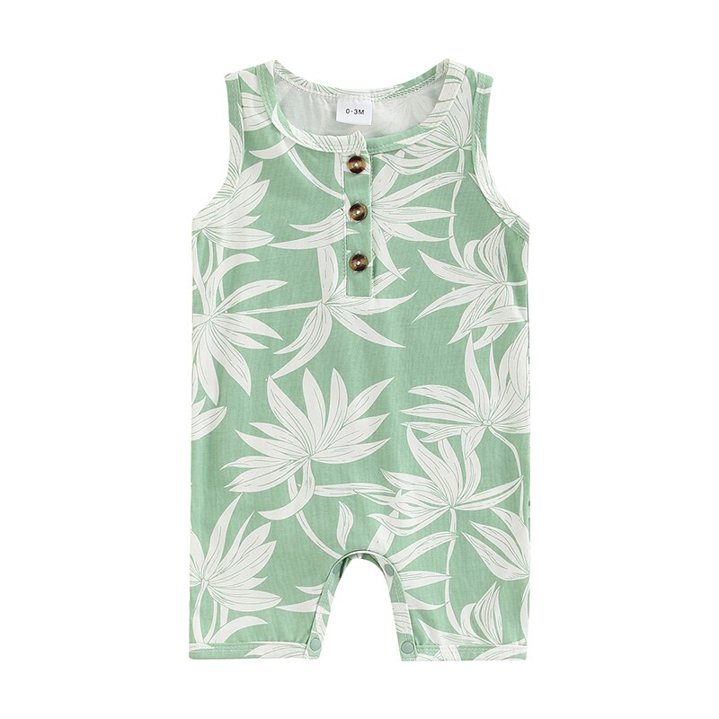 Adorable Newborn Baby Romper with Printed Pattern and Front Buttons