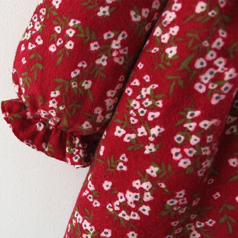 Retro Floral Long Sleeve Baby Girl Dress for Spring and Autumn