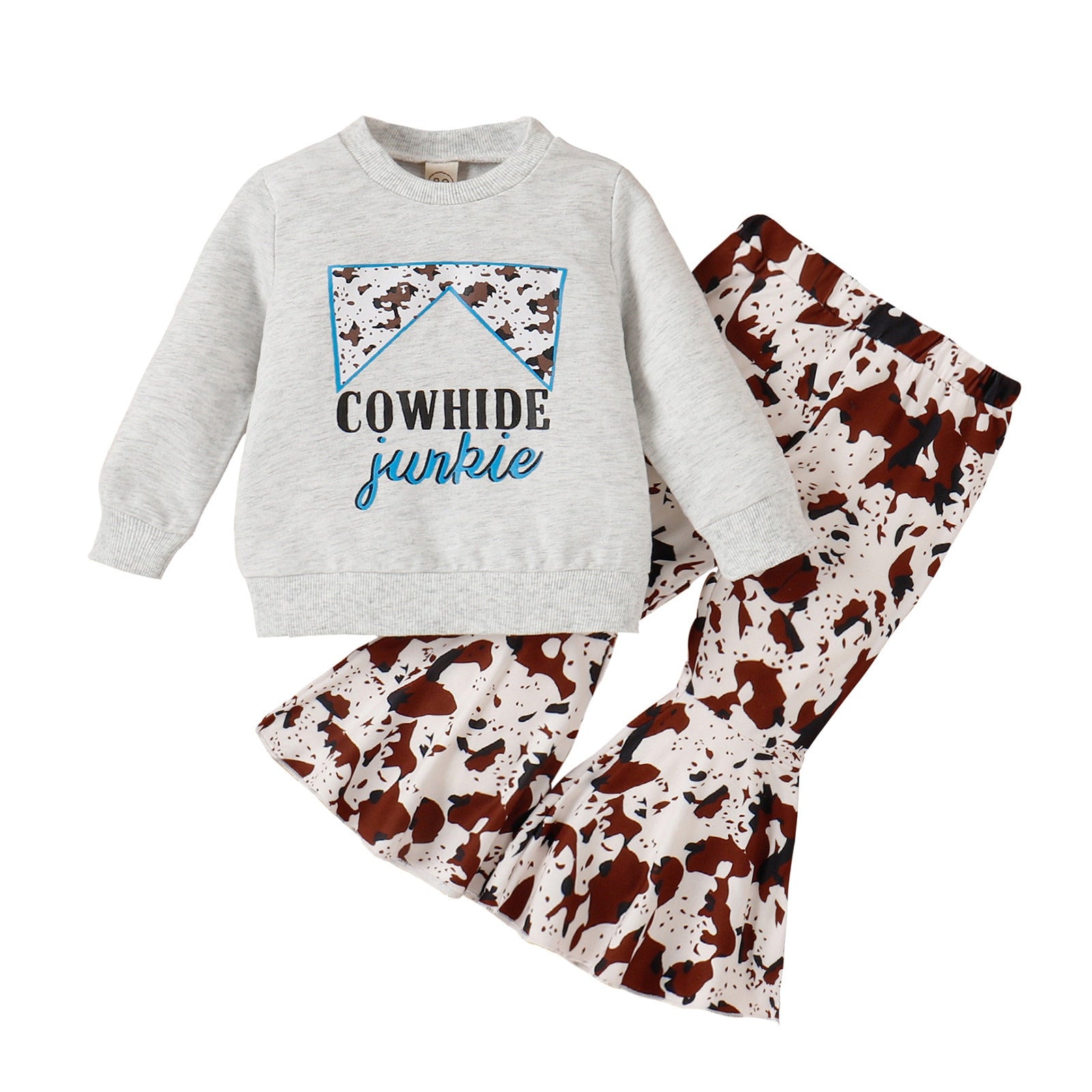 Trendy Toddler Girls Clothes Sets with Cartoon Letter Print and Bell Bottom Pants