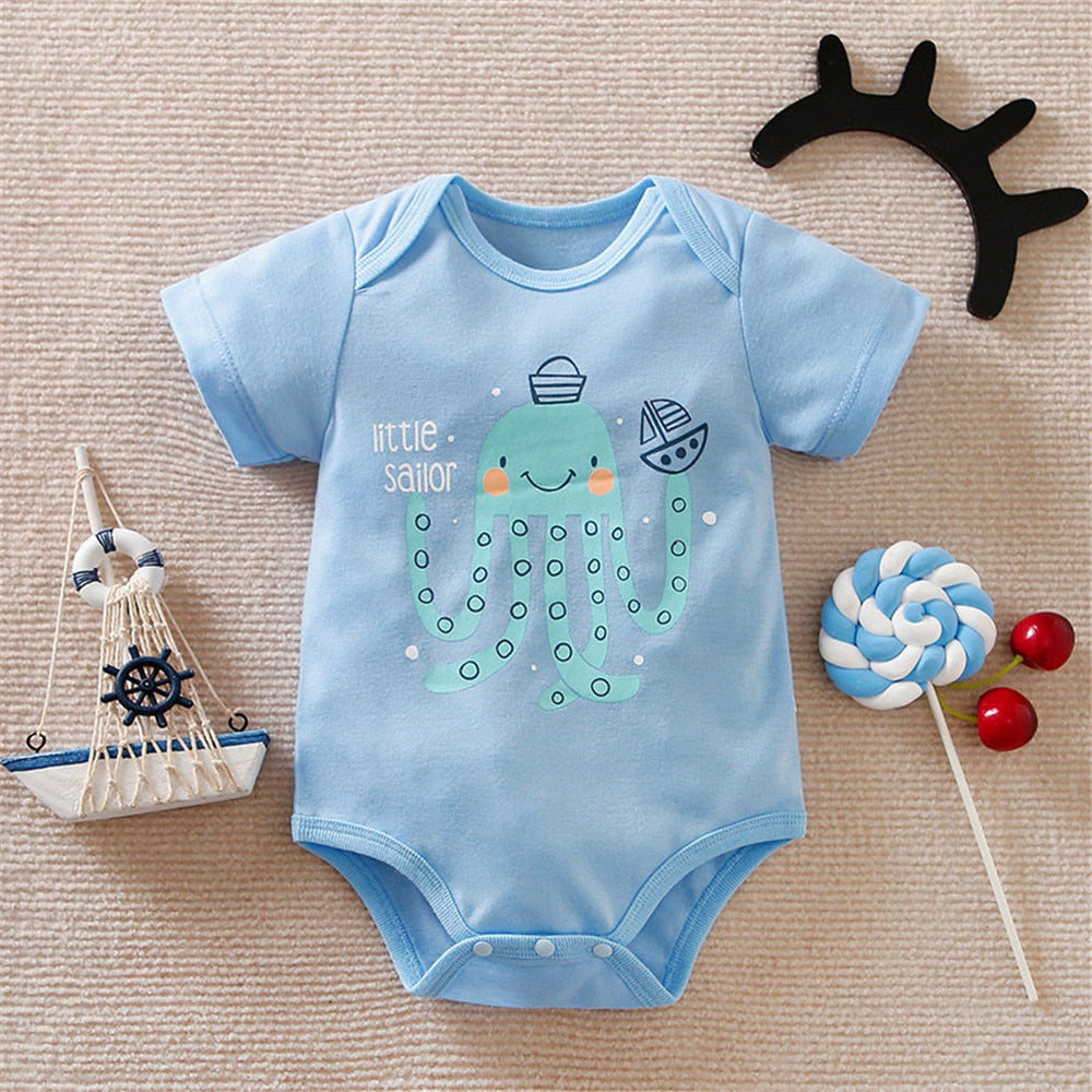 Cute and Comfortable Cartoon Bodysuits for Baby Boys and Girls