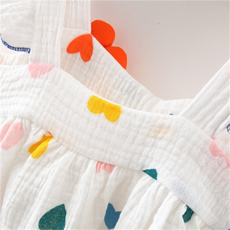 Colorful Rainbow Baby Girl Summer Dress with Cartoon Design - Perfect for Playtime!