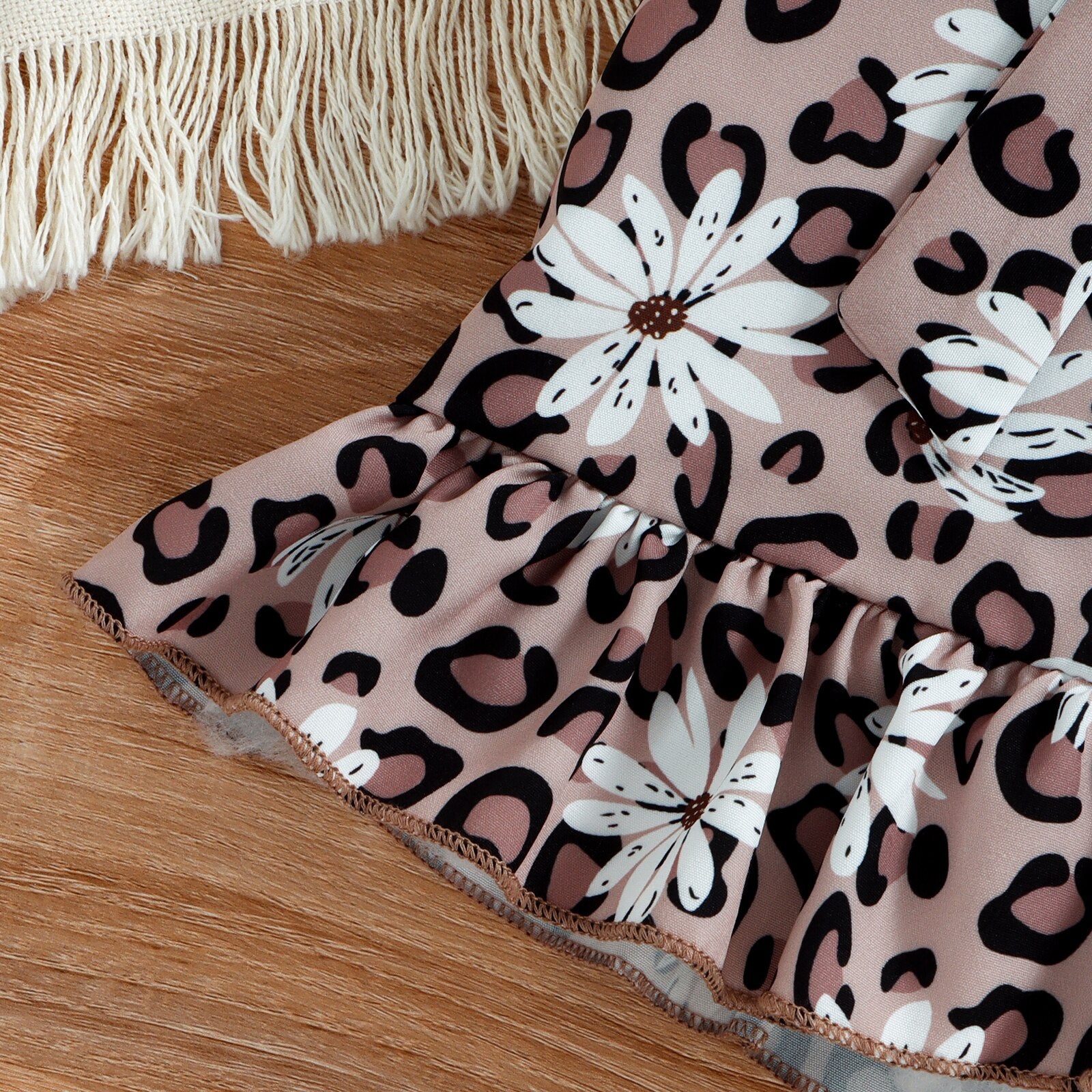 Summer Toddler Girls Jumpsuit Shorts with Leopard and Sunflower Prints