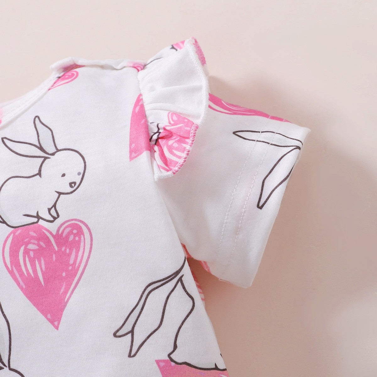 Newborn Infant Baby Girls Easter Bunny Print Clothes Sets