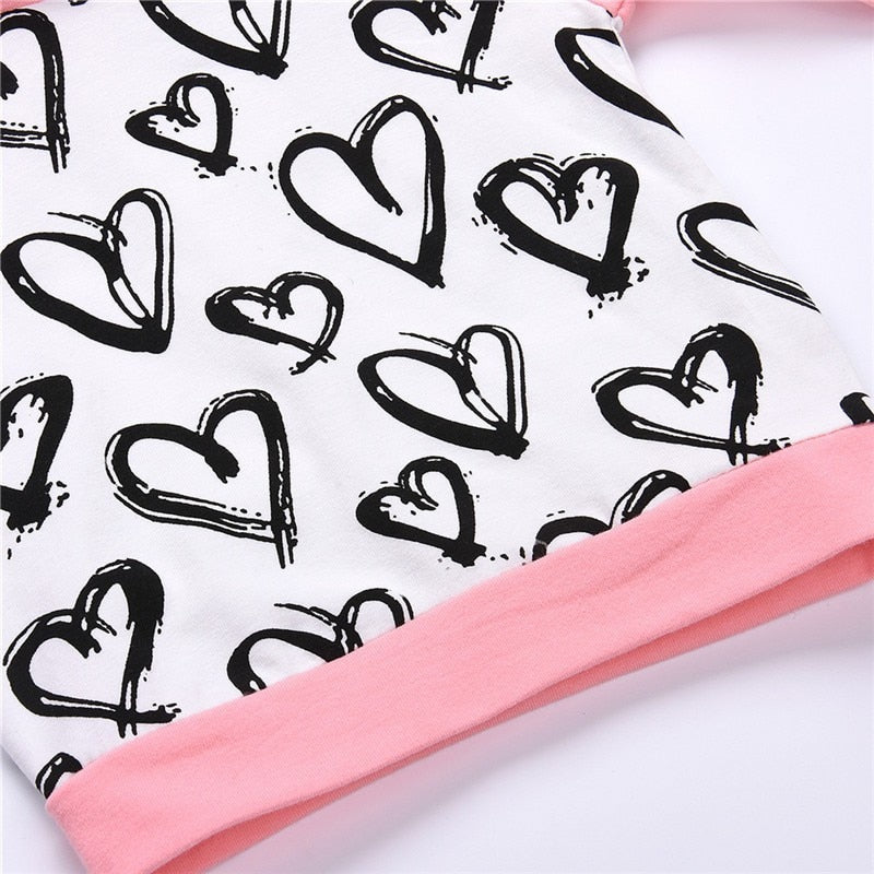 Adorable Baby Girl Clothing Set with Hand-Painted Heart Hoodie and Pants