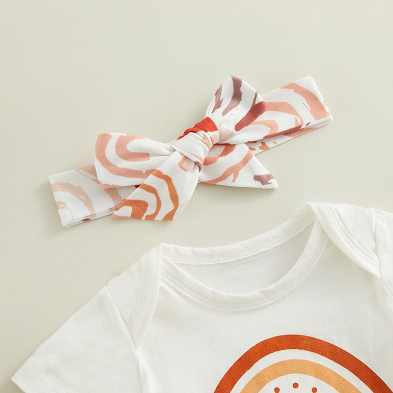 Summer Rainbow Newborn Baby Girls 3PCS Clothes Sets