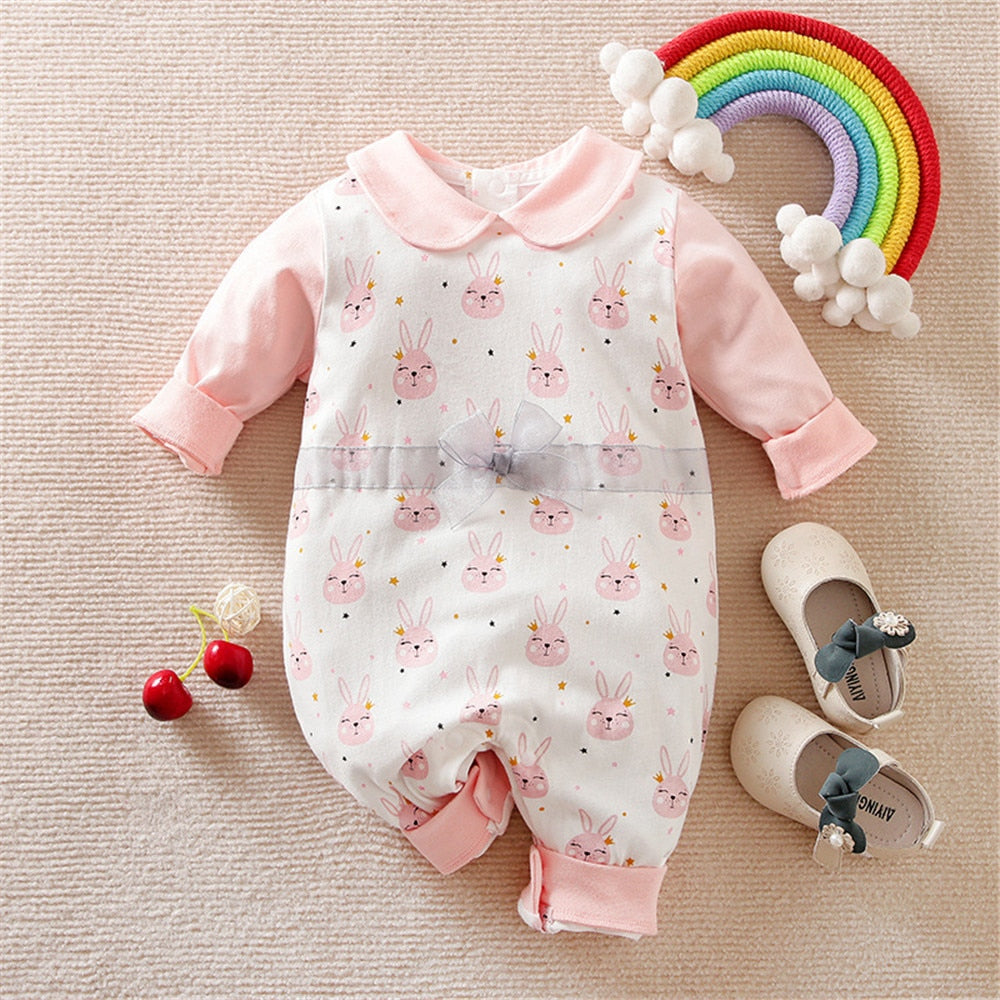 Adorable Girls Patchwork Bowknot Bodysuit and Romper Set for Newborns and Kids