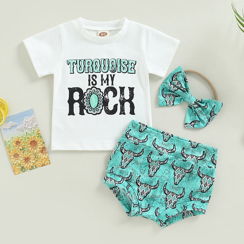 Cute Cattle Print Summer Outfit Set for Toddler Boys and Girls