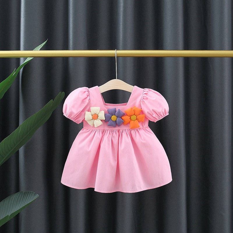Adorable Summer Baby Girl Puff Sleeve Party Dress