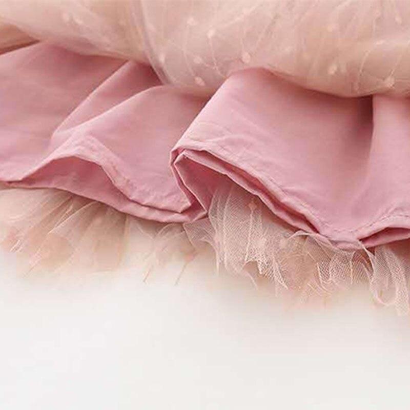 Polka Dot Princess: Long Sleeve Tulle Dress for Toddler Girls