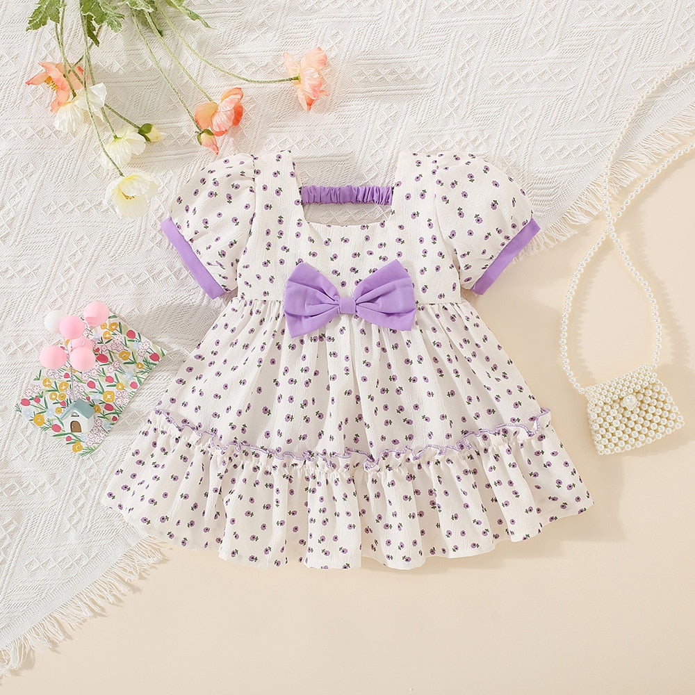Summer Children Clothes Blue Bow Sling Dresses For Baby Girl Party Princess Thin Toddler Kids Costume 0 To 3 Years Old