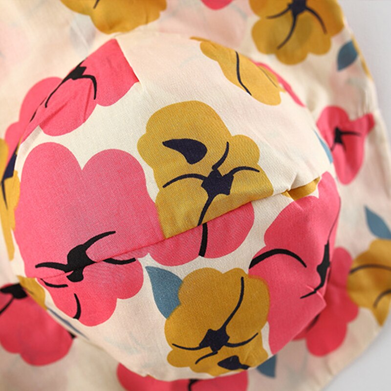 Sweet Summer Flower Baby Girl Dress Set with Bow and Hat