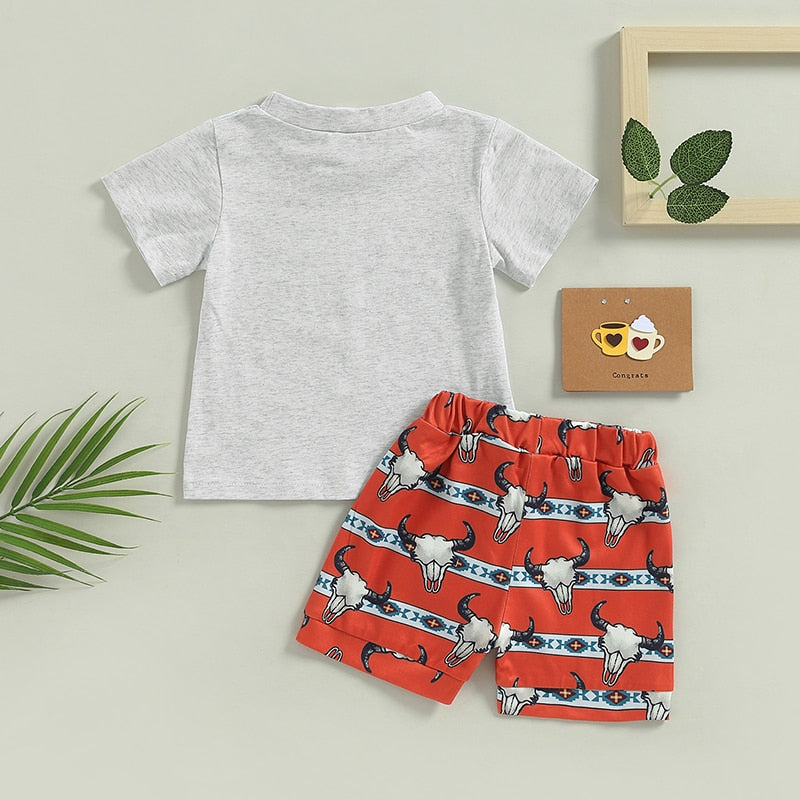 Fashionable Summer Clothing Set for Toddler Boys - Short Sleeve T-shirt and Elastic Waist Shorts