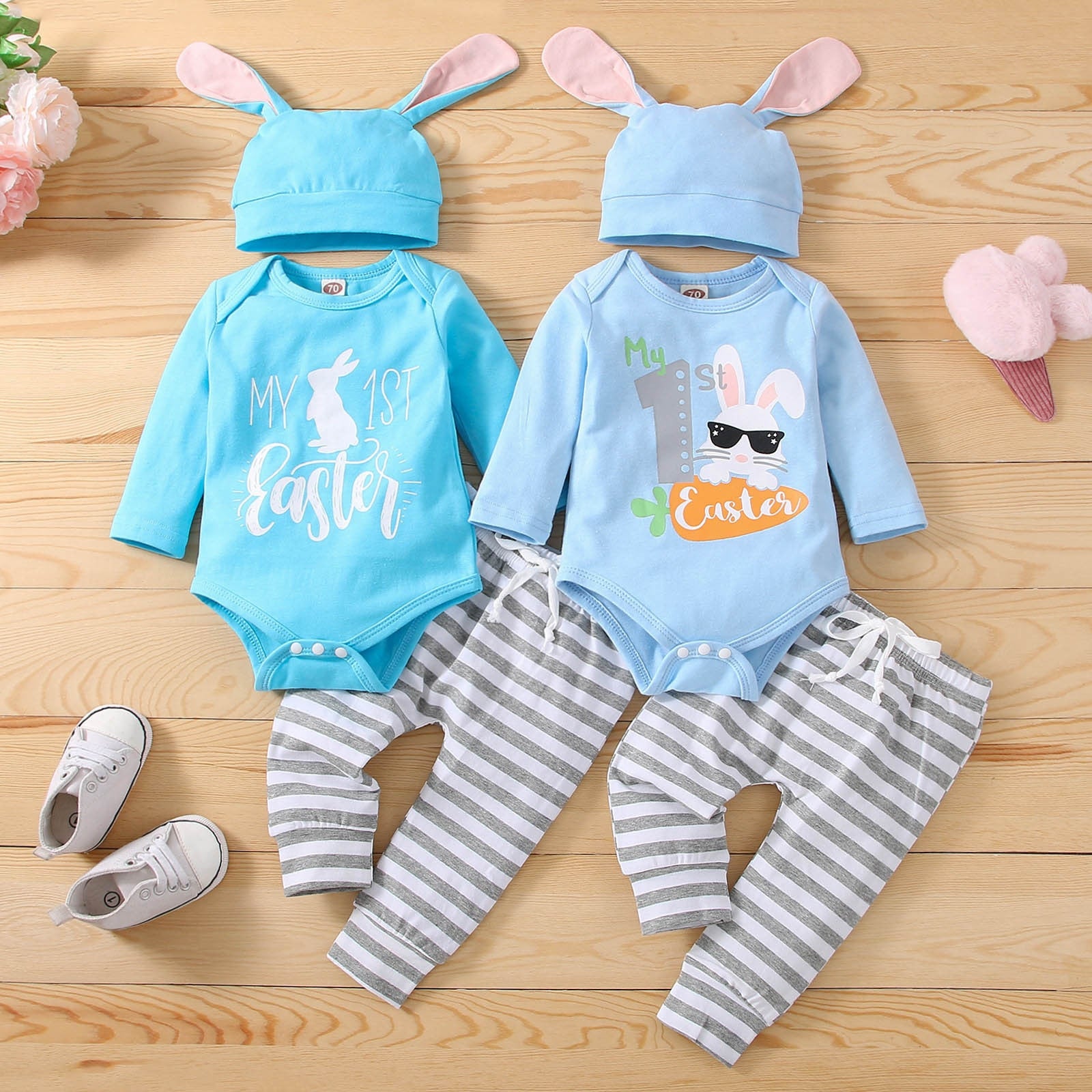 Easter Long Sleeve Clothes Sets for Infant Boys and Girls