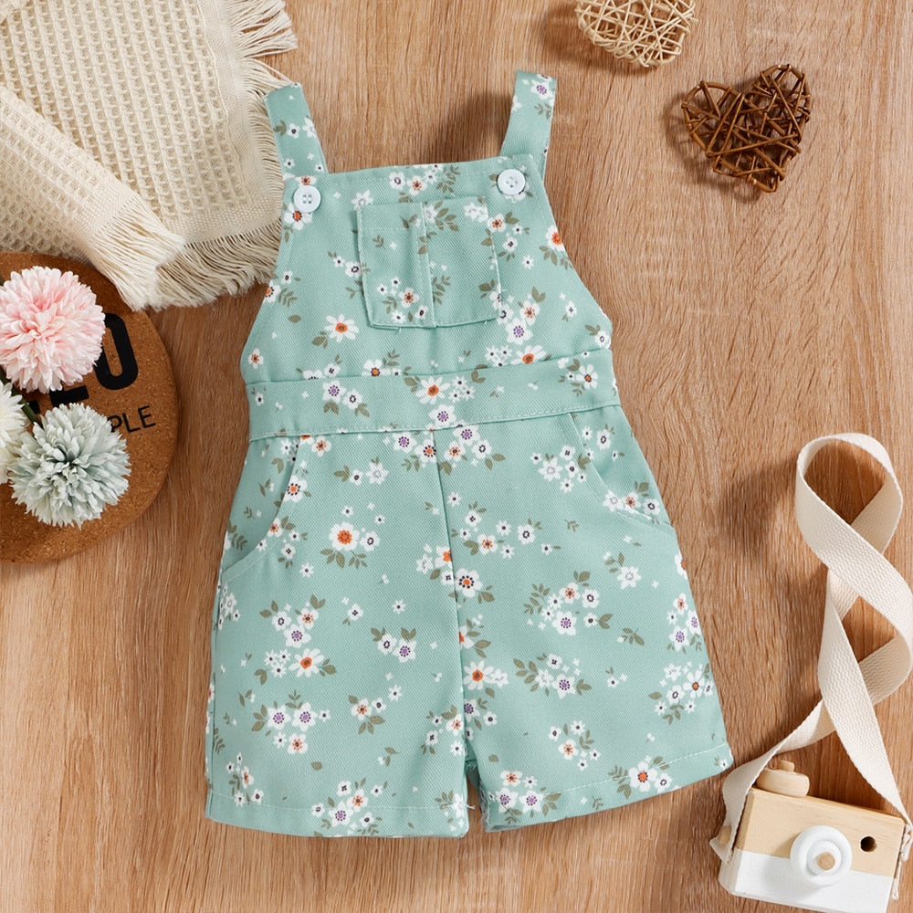 Formal Baby Girls Clothe Short Sleeve Pullover Tops +Overalls Pants Newborn Jumpsuit Bodysuits Infant Outfit Summer Costume