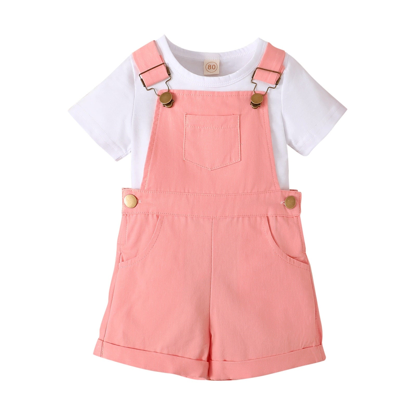 Summer Cute Kids Girls Clothes Sets 2pcs Short Sleeve T-Shirts + Striped Shorts with Pockets