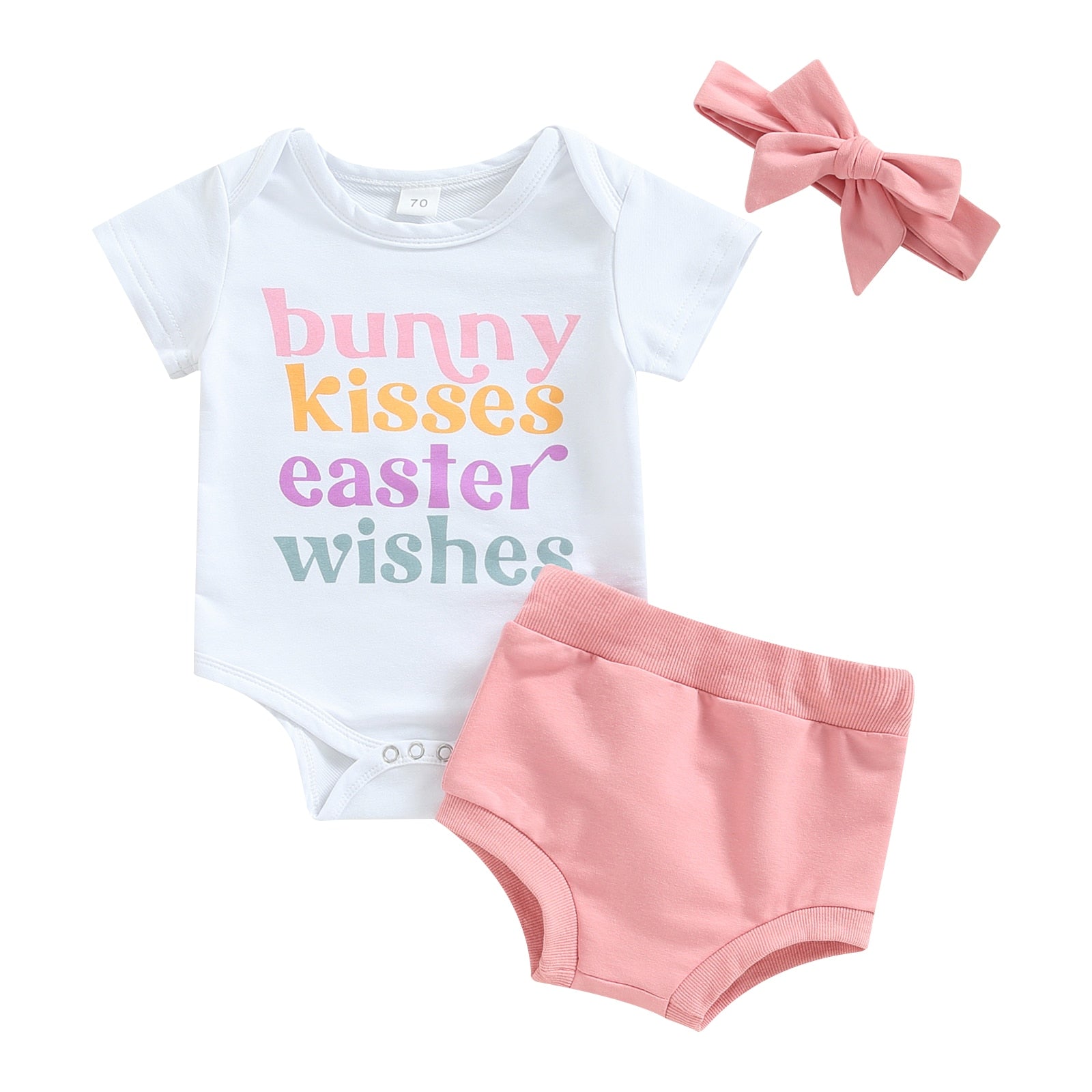 Adorable Easter Outfit for Baby Girls: Bunny Rabbit Romper and Pompom Shorts Set