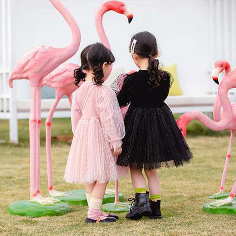 Polka Dot Princess: Long Sleeve Tulle Dress for Toddler Girls